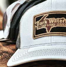 Trucker Hat Leather Patch: Outdoorsy Bison - Wyo Dirt Customs Heather Grey/Black